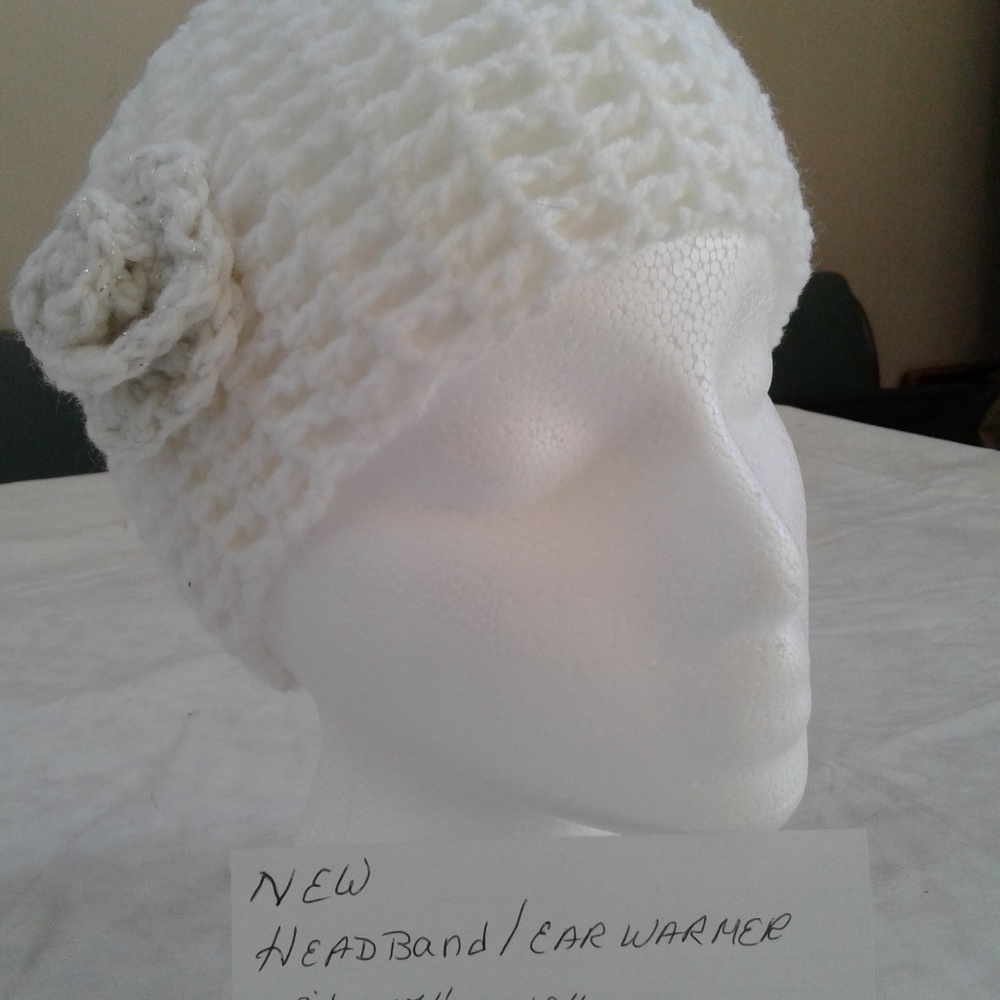 Handmade crochet flower headband ear warmer